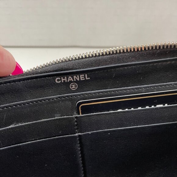 Chanel Zip Around Long Wallet Black Leather with CC Logo - Picture 5 of 10